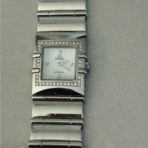 Omega Silver Timepiece with Diamond Details